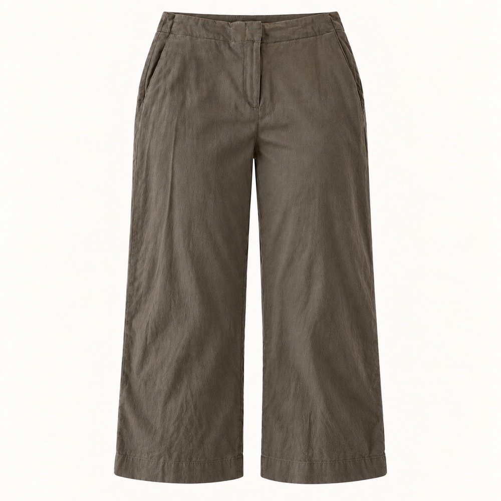 Joie Linen Blend Wide Leg Cropped Trousers Women 8 Olive
